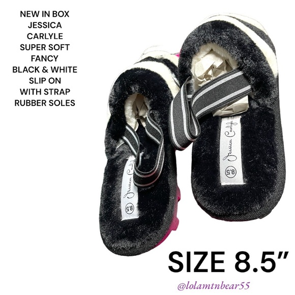 NEW IN BOX JESSICA CARLYLE SUPER SOFT FANCY BLK/WHITE SLIP ON SLING BACK SHOES - Picture 13 of 16